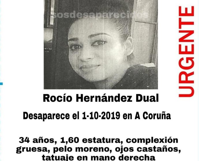 Rocío Hernández Dual, desaparecida en A Coruña el pasado 1 de octubre