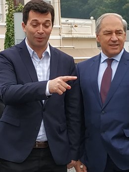 El secretario xeral de los socialistas gallegos, Gonzalo Caballero, en Lugo.