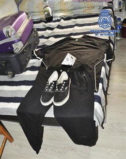 Ropa intervenida al presunto ladrón del entorno del puente de los Peligros (Murcia)