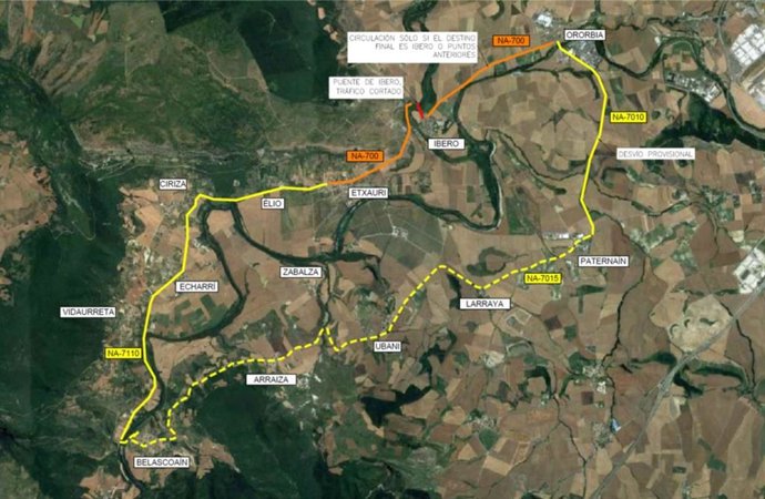 Trayectos recomendados mientras duran las obras.