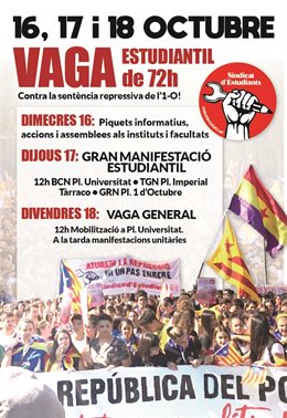 Cartell de la vaga del Sindicat d'Estudiants.