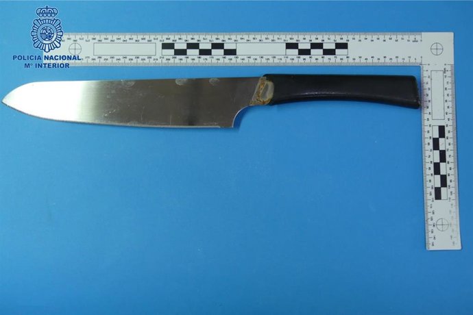 Cuchillo con el que la mujer apuñaló a su pareja sentimental en Palma