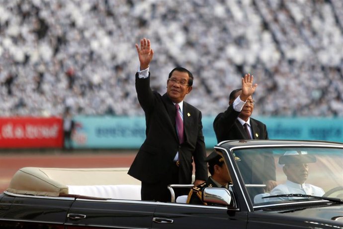 Hun Sen, en el acto para conmemorar 40 años de la caída de los Jemeres Rojos