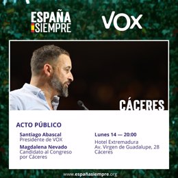 Acto público de Santiago Abascal en Cáceres