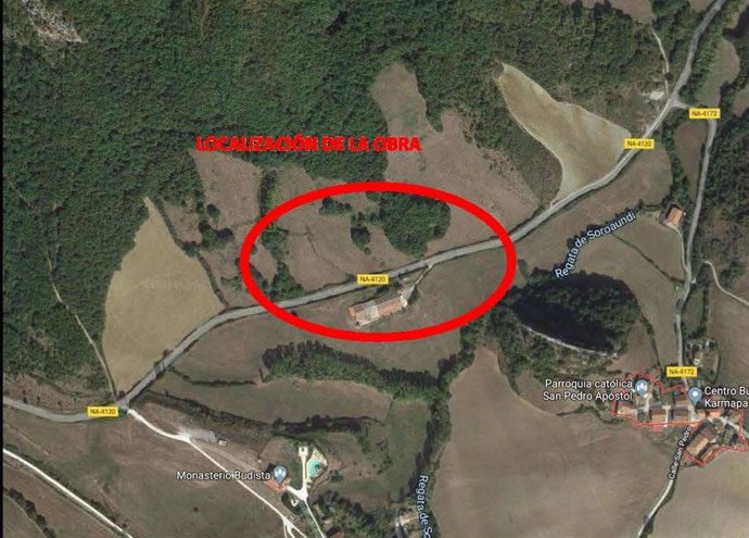 Localización de las obras en la carretera NA-4120 (Gulina-Aróstegui)