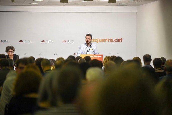 Pere Aragons, coordinador nacional d'ERC, al Consell Nacional del partit.