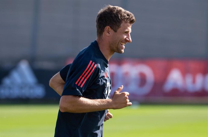 17 September 2019, Bavaria, Munich: Bayern Munich's Thomas Müller takes part in a training session at Sabener Strasse training ground ahead of Wednesday's UEFA Champions League Group B soccer match between FC Bayern Munich and FK Crvena zvezda. Photo: S
