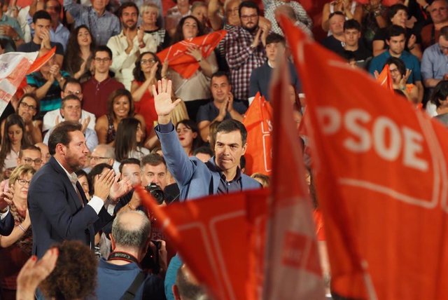 El presidente del Gobierno en funciones, Pedro Sánchez  en un acto político socialista en Valladolid