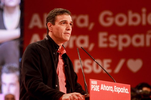 El presidente del Gobierno en funciones, Pedro Sánchez, durante su intervención en el acto político socialista en la Cúpula del Milenio, en Valladolid, a 11 de octubre de 2019.