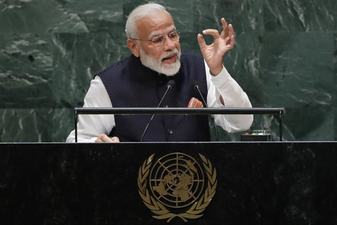 El primer ministro de India, Narendra Modi, ante la Asamblea General de Naciones Unidas