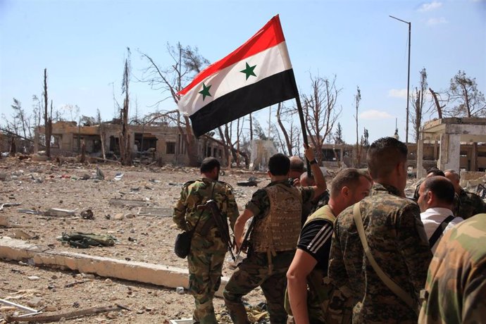 Militares del Ejército del presidente sirio, Bashar al Assad, en Alepo