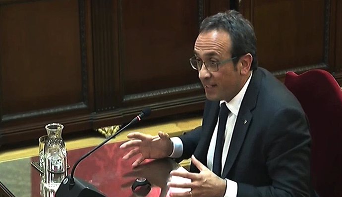 L'exconseller de la Generalitata de Catalunya, Josep Rull, durant la seva intervenció davant el Tribunal Suprem, en l'última jornada del judici del procés.