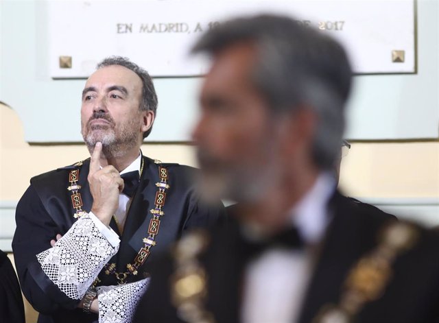 El juez Manuel Marchena durante la apertura del año judicial 2019/2020 en el Palacio de Justicia de Madrid.