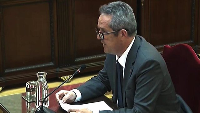 El exconseller de la Generalitat de Catalunya, Joaquim Forn, durante su intervención ante el Trubunal Supremo, en la última jornada del juicio del procés.
