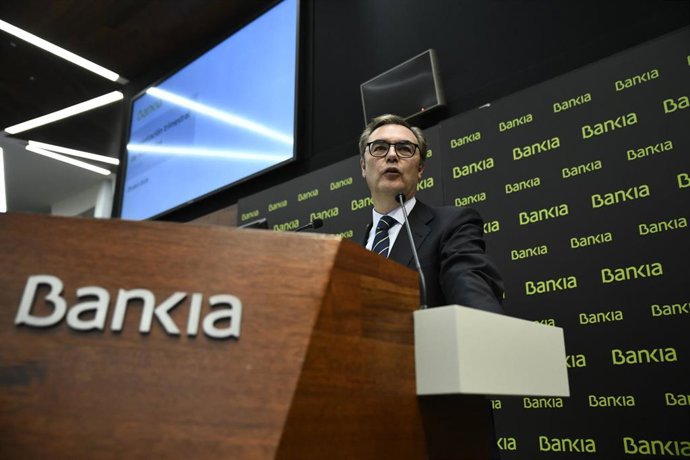 El consejero delegado de Bankia, José Sevilla, interviene durante la presentación de los resultados de la entidad correspondientes al primer trimestre del año. En la sede operativa de Bankia, Paseo de la Castellana, 189 (Madrid). 