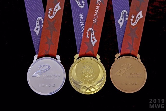 Medallas que se entregarán en los VII Juegos Mundiales Militares de 2019 en China