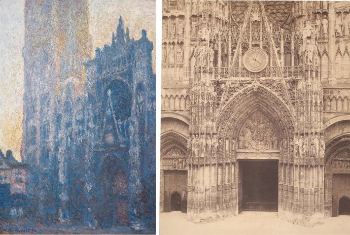 La catedral de Ruán, de Monet, y la fachada de la catedral de Ruán, de Bisson Fréres