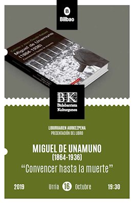 Imagen del cartel de presentación de una biografía sobre Miguel de Unamuno.