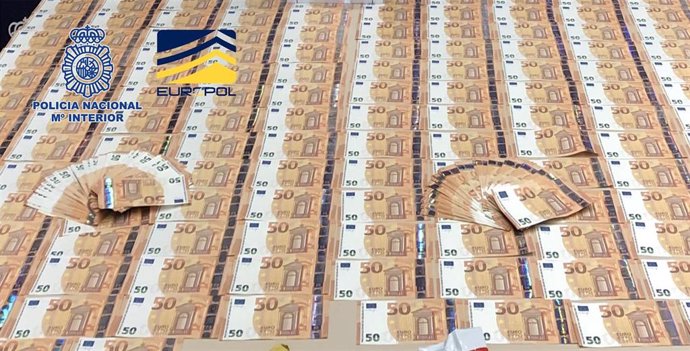 Imagen de billetes falsos de 50 euros intervenidos por la Policia Nacional.