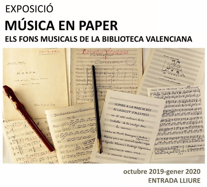 Cartel de la exposición 'Música en Paper' de la Biblioteca Valenciana