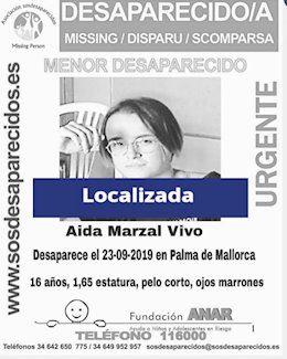 Cartel de la desparecida de 16 años en Palma, que ya ha sido localizada