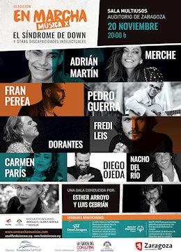 Cartel '¡En Marcha! Música x el Síndrome de Down y otras discapacidades intelectuales' en Zaragoza