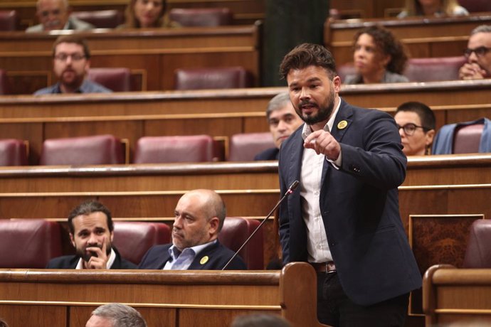 El portaveu d'ERC en el Congrés, Gabriel Rufián, compareix en sessió de control al Govern en funcions un dia després de conixer-se la gairebé plena seguretat d'unes eleccions el 10 de novembre, a Madrid (Espanya),  18 de setembre del 2019.