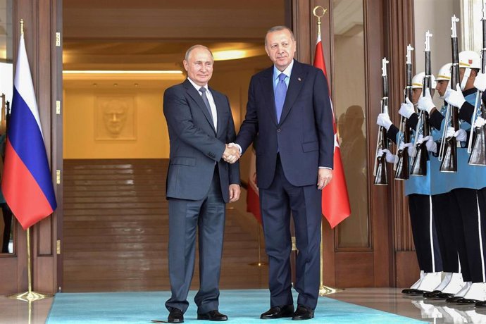 Los presidentes de Rusia y Turquía, Vladimir Putin y Recep Tayyip Erdogan, respectivamente.