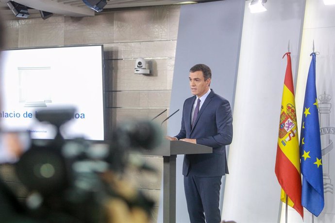 El president del Govern central en funcions, Pedro Sánchez, fa una declaració institucional després de conixer-se la sentncia del Tribunal Suprem (TS) sobre el procés, a La Moncloa, Madrid (Espanya) a 14 d'octubre de 2019