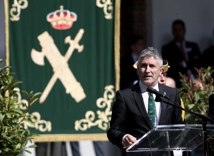 El ministre de l'Interior en funcions, Fernando Grande-Marlaska durant la seva intervenció en els actes de celebració de la festivitat de la patrona de la Gurdia Civil, Madrid (Espanya), 11 d'octubre del 2019.