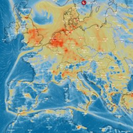 Mapa que refleja los niveles de contaminación por NO2 en Europa, con datos del satélite Sentinel 5p del Programa Copérnico de la UE y la ESA