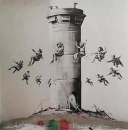 Serigrafía de Banksy a la venta en el Salón du Connaisseur de Madrid