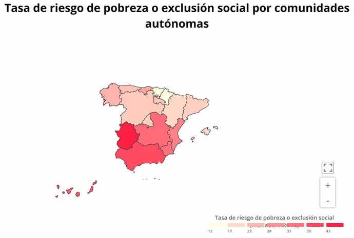 Mapa tasa de riesgo de pobreza, por comunidades