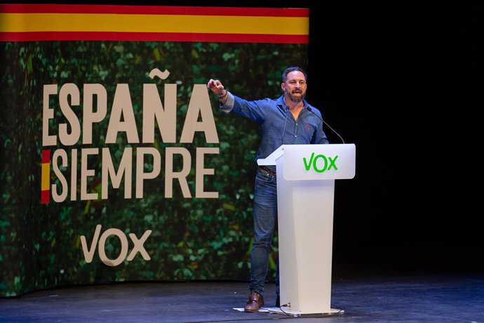 El president de Vox, Santiago Abascal, en un acte de Vox a Guadalajara.