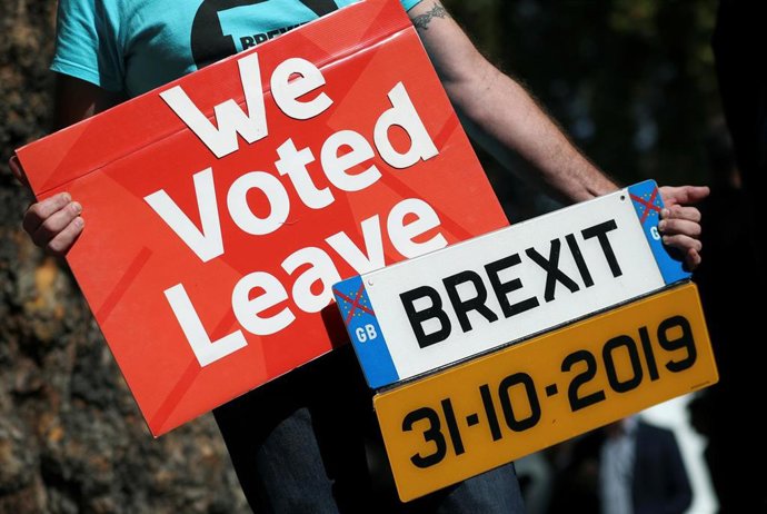 Manifestante a favor del Brexit