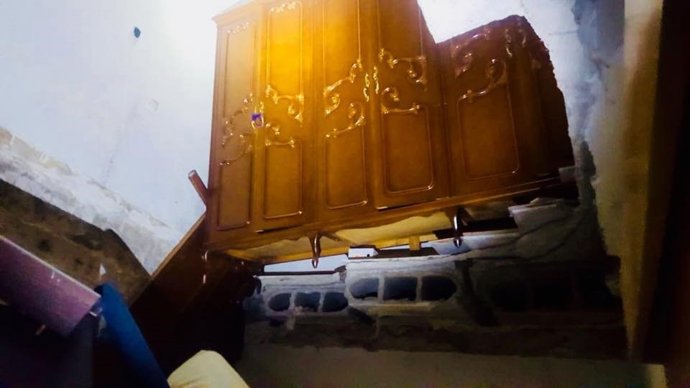 Interior de lavivienda derrumbada