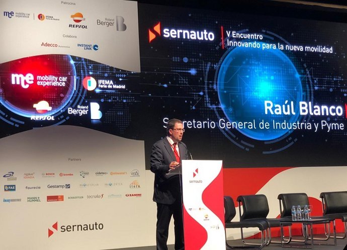 Raül Blanco, secretario general de Industria y de la Pyme en funciones, durante su intervención en el 'V Encuentro Sernauto'
