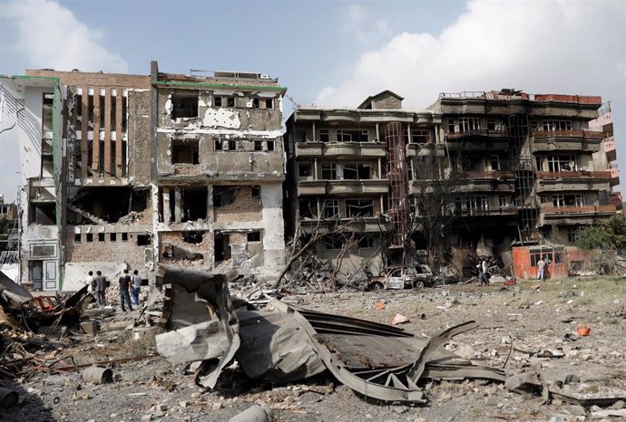 Edificios destruidos por un atentado en Kabul