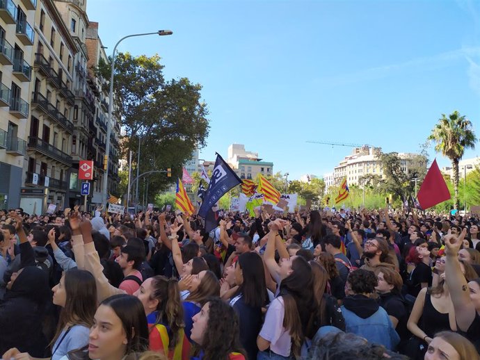 Manifestación de estudiantes en Barcelona este jueves