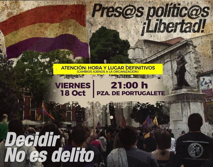 Cartel definitivo de la concentración en apoyo de los políticos catalanes presos.