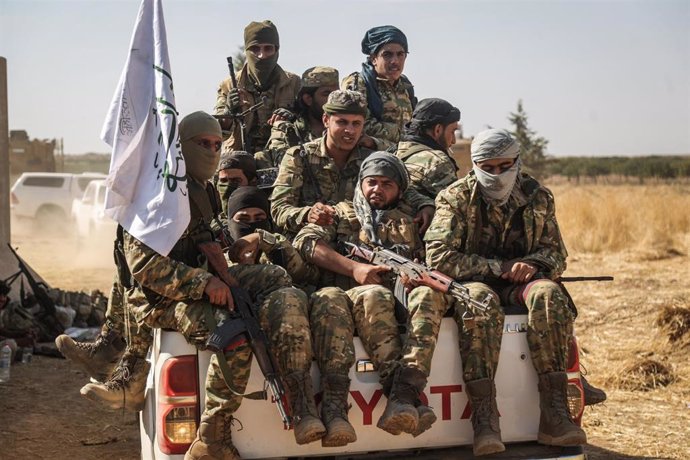 Miembros del Ejército Nacional Sirio, aliado de Turquía