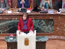 María Marín durante su intervención en la Asamblea