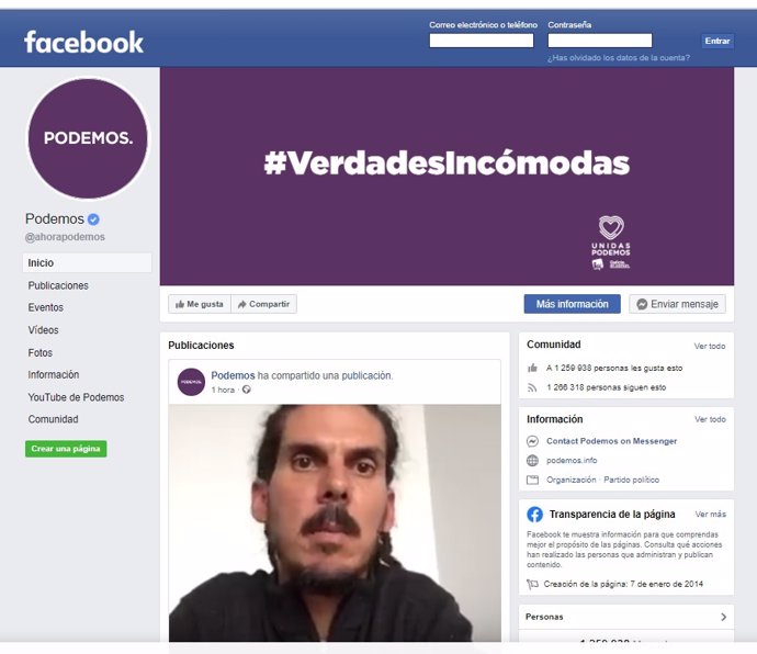 Página de Podemos en Facebook