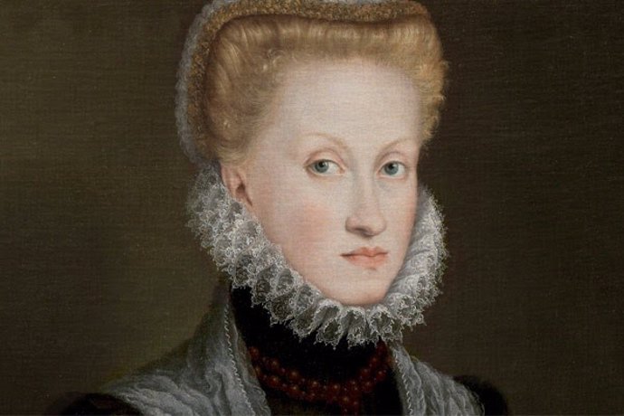 Detalle La reina Ana de Austria. Sofonisba Anguissola. H. 1573.