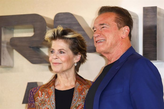 Linda Hamilton y Arnold Schwarzenegger en la presentación de Terminator: Destino Oscuro