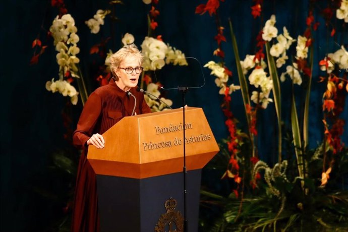 Siri Hustvedt durante su discurso en los Premios Princesa de Asturias.