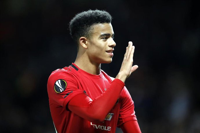 Mason Greenwood celebra un gol con el Manchester United.