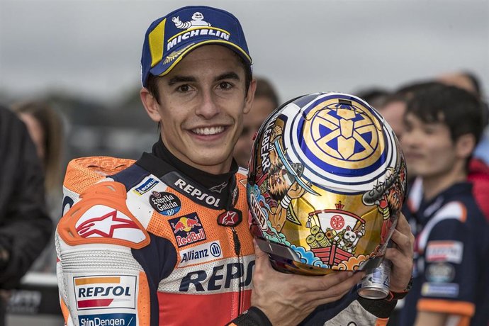 El piloto Marc Márquez tras conquistar la pole en Motegi en el Gran Premio de Japón