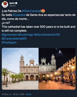 El portal oficial de Turismo de España promociona a la capital grancanaria en las redes sociales