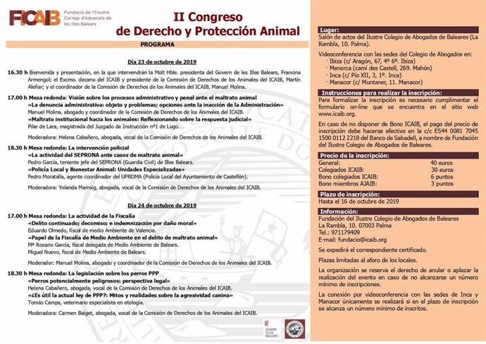 Programa del II Congreso de Derecho y Protección animal